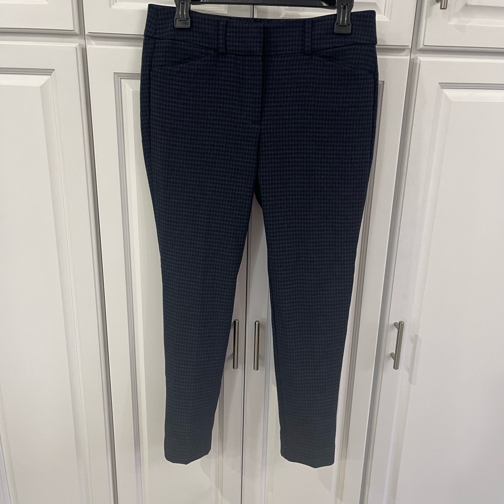 LOFT Petites Navy and Black Checkered Trousers  6p Marisa Skinny